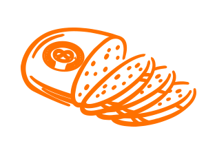 Aufgeschnittenes Brot Logo in orange